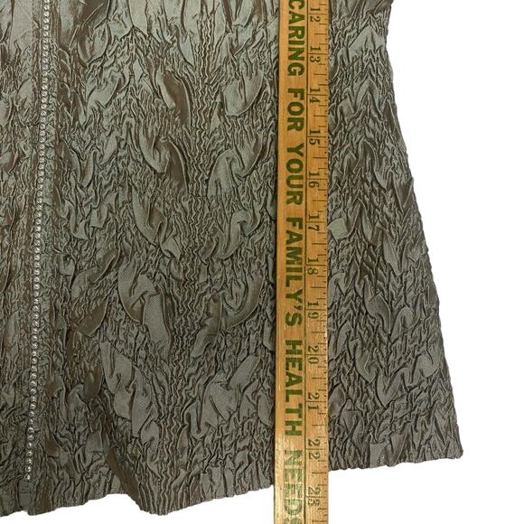 General Apparel Sz Large Green Bling Zip Jacket Top Crinkle Texture Evening - Picture 3 of 9
